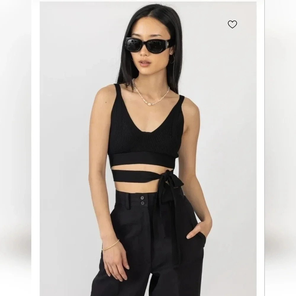 NWT || FORTE FORTE || black bralet, dressy, evening wear, top, crop, strappy